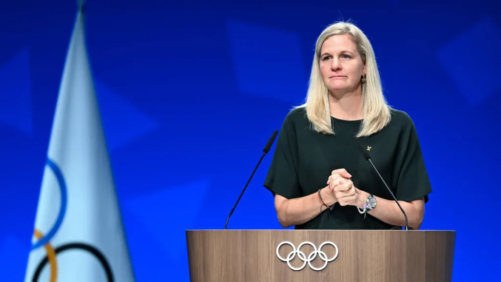 260625-lausanne-june-25-2026-ioc-president-kirsty-coventry-speaks-during-the-146th-international-oly.webp